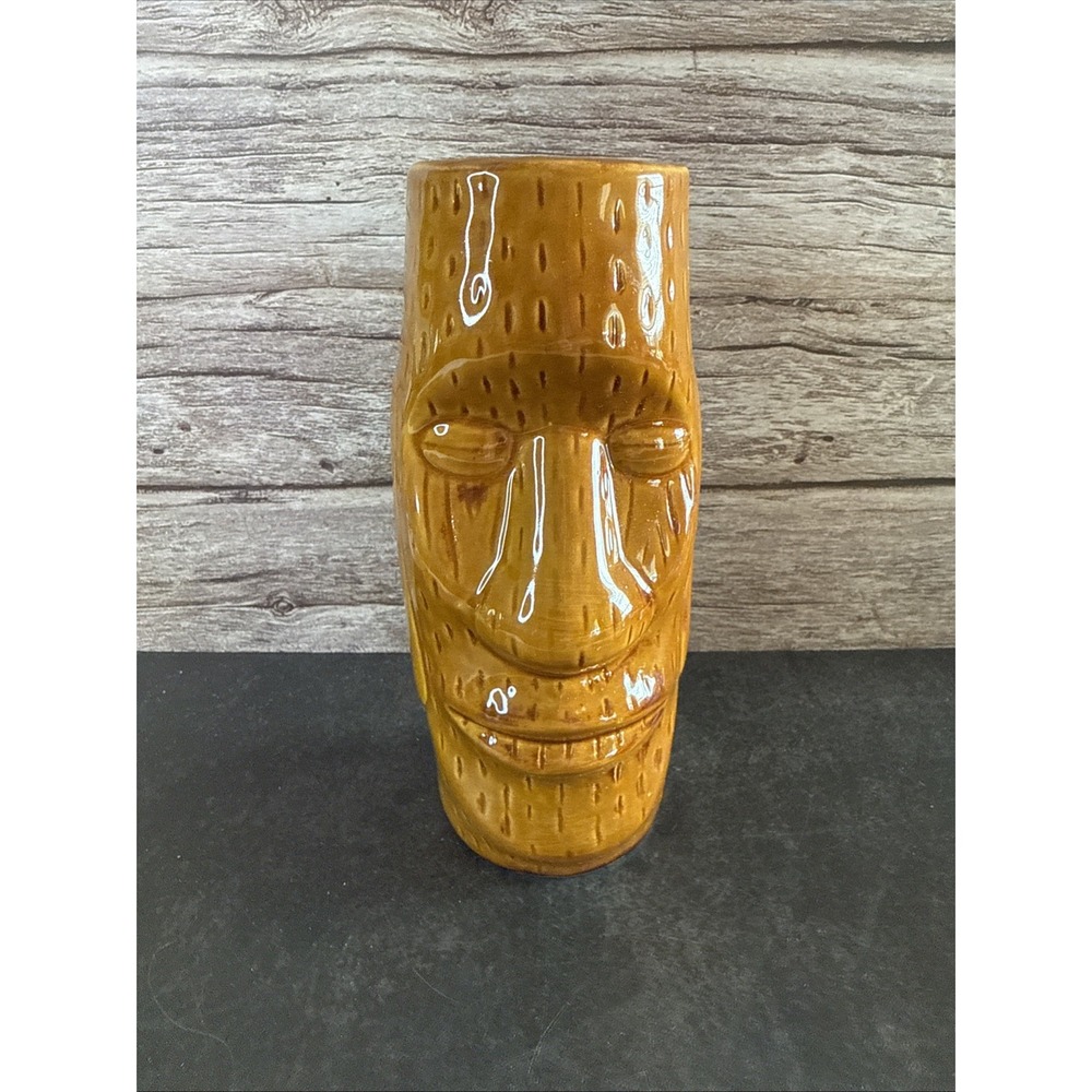 VINTAGE TIKI MUG Brown Ceramic 6 1/2" COCKTAIL MUG DW128 Barware EXCELLENT